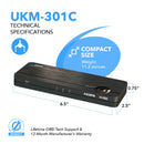Conmutador KVM HDMI 3x1 Ultra HD 4K con teclado y control de periféricos USB (UKM-301C) 
