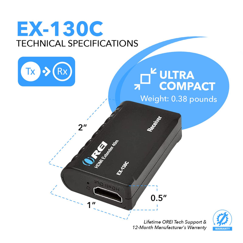 Extensor HDMI a Ethernet por CAT6/7 RJ45 hasta 40 metros - 1080p (EX-130C) 