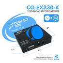 Extensor HDMI Balun por cable coaxial de hasta 100 metros - 1080p a 60 Hz sobre 75 ohmios RG-6U, IR bidireccional, conectable en cascada (CO-EX330-K)