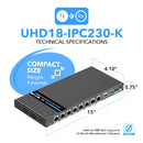Extensor HDMI 4K 1x8 sobre CAT6/7 individual hasta 70 m - Tecnología ipcolor, ancho de banda de 18 Gbps, IR bidireccional, control RS-232 y EDID avanzado (UHD18-IPC230-K) 