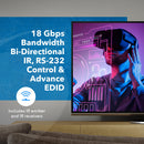 Extensor HDMI 4K 1x8 sobre CAT6/7 individual hasta 70 m - Tecnología ipcolor, ancho de banda de 18 Gbps, IR bidireccional, control RS-232 y EDID avanzado (UHD18-IPC230-K) 