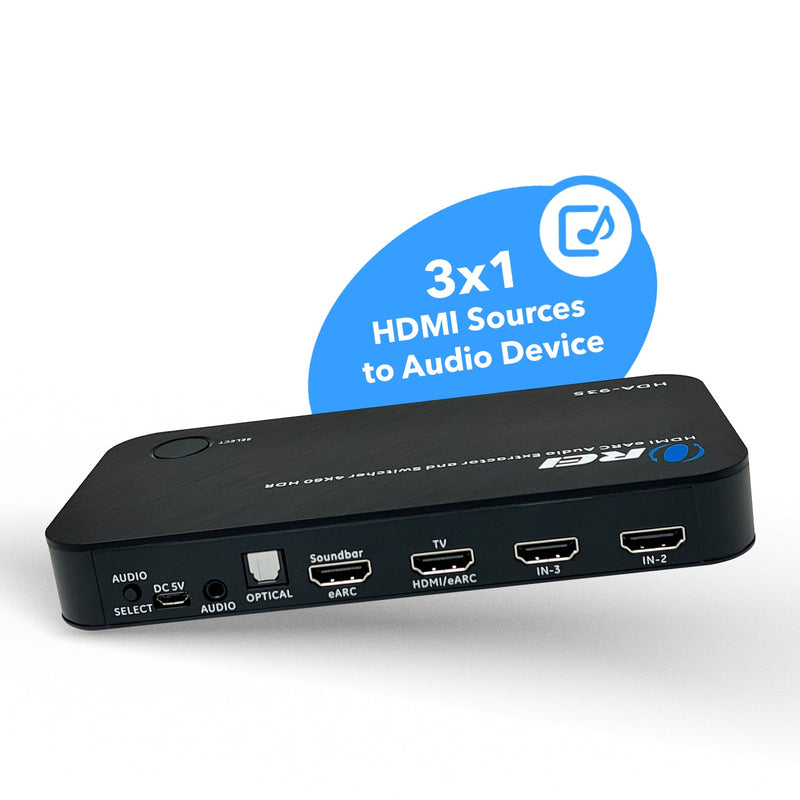 Extractor de audio dual HDMI eARC 4K a 60 Hz con puerto óptico y conector de 3,5 mm, ancho de banda de 18 Gbps (HDA-935) 