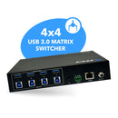 Conmutador KVM Ultra HD 4K con teclado y control de periféricos USB (UKM-404) 