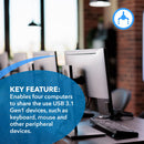 Conmutador KVM Ultra HD 4K con teclado y control de periféricos USB (UKM-404) 