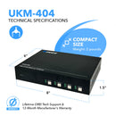 Conmutador KVM Ultra HD 4K con teclado y control de periféricos USB (UKM-404) 