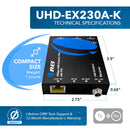 Extensor HDMI 4K sobre CAT6/7 RJ45 4K a 60 Hz con extractor de audio IR óptico hasta 70 metros (UHD-EX230A-K)