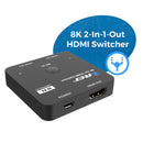 Conmutador HDMI 8K 2 en 1 con HDR10+ y Dolby Vision (BK-21)