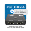 Conmutador HDMI 8K 2 en 1 con HDR10+ y Dolby Vision (BK-21)