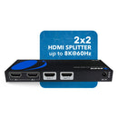 Divisor HDMI UltraHD 8K 2x2: 2 entradas, 2 salidas, EDID (BK-22) 