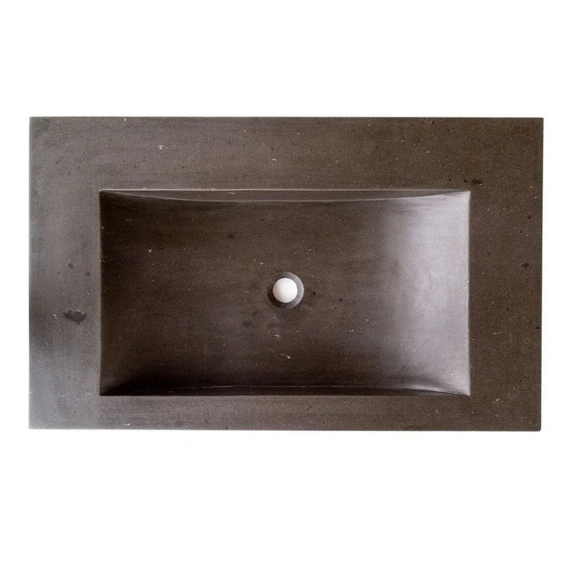 Black Andesite Natural Stone Rectangular Sink Honed/Matte (W)20" (L)33" (H)6"