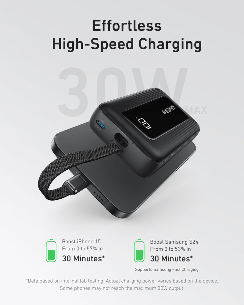 Anker Zolo Power Bank (10K, 30W) with a 5.4-inch (13.7 cm) built-in US