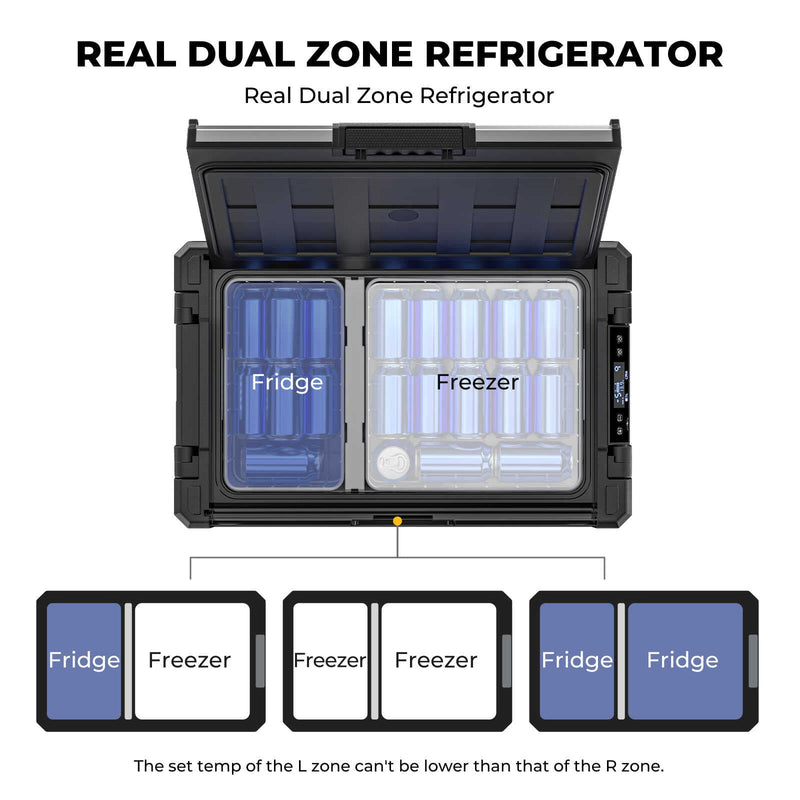 Refrigerador portátil BougeRV Rocky 41QT de 12 V y dos zonas