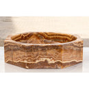 Brown Onyx Translucent Octagon Natural Stone Above Vanity Bathroom Sink Polished (D)16" (H)5"