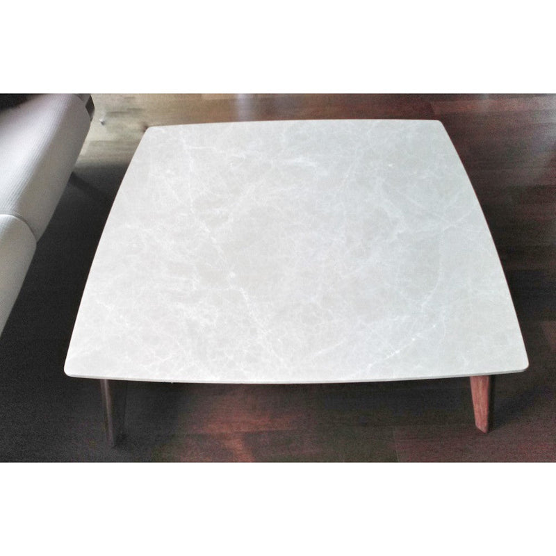 Burdur Beige Marble Coffee Table Rectangular Polished and Eased Edge
