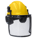 Safety Cap-Style Helmet Kit with Iron Mesh Face Shield and Earmuffs