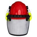 Cap Style Hard Hat with Mountable Lime Earmuffs and Mesh Face Shield