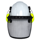 Cap Style Hard Hat with Mountable Lime Earmuffs and Mesh Face Shield