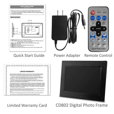 Sungale 8" FULL FUNCTION DIGITAL PHOTO FRAME MODEL: CD802