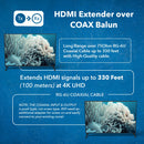 Extensor HDMI 4K por cable coaxial de hasta 100 metros - 4K a 60 Hz por cable coaxial de cobre RG-6 de 75 ohmios - Control IR bidireccional, salida de audio (CO-UHD330-K)