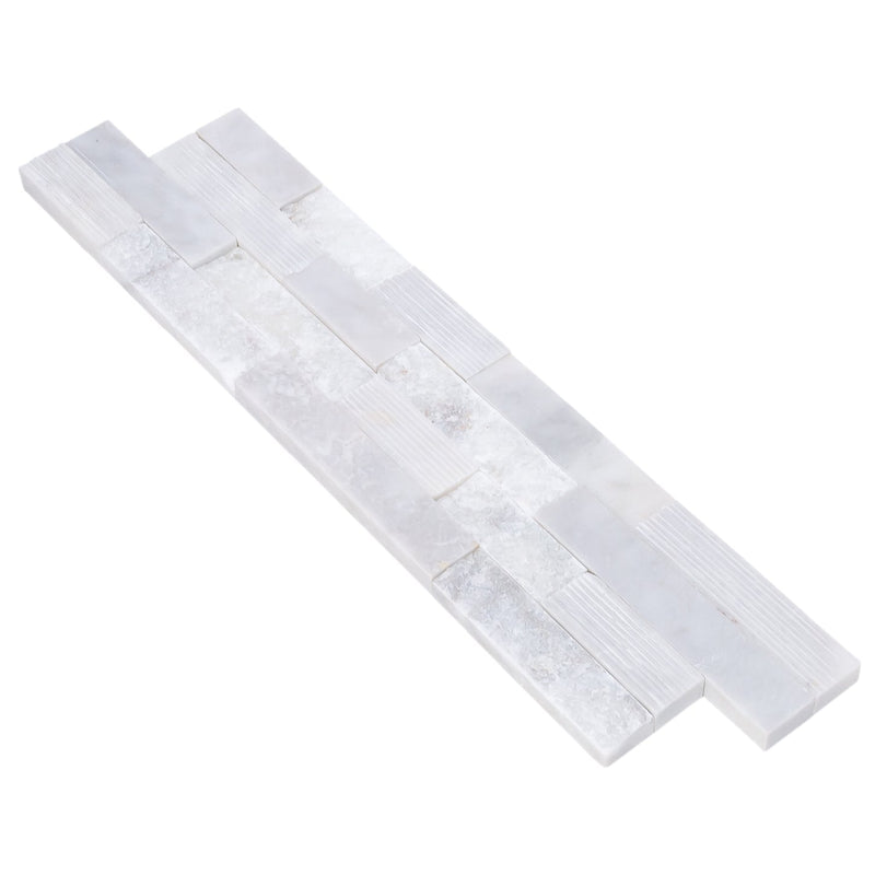 Carrara White Ledger Multi-surface 3D Panel 6"x24" Marble Wall Tile - Full Truckload