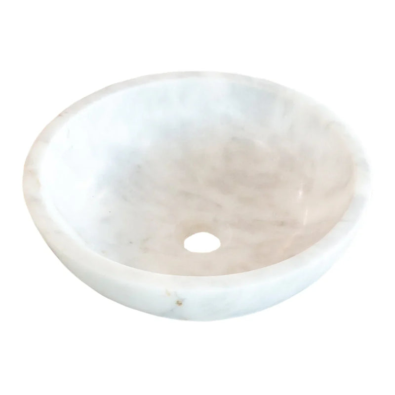 Carrara White Marble Above Vanity Bathroom Vessel Sink Polished (D)16" (H)6"
