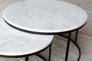 Carrara White Marble Nesting Coffee Table Round Set of 2 Polished