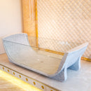 Carrara White Marble Bathtub Strong Tempered Glass Side Walls Polished (W)32" (L)79" (H)24"
