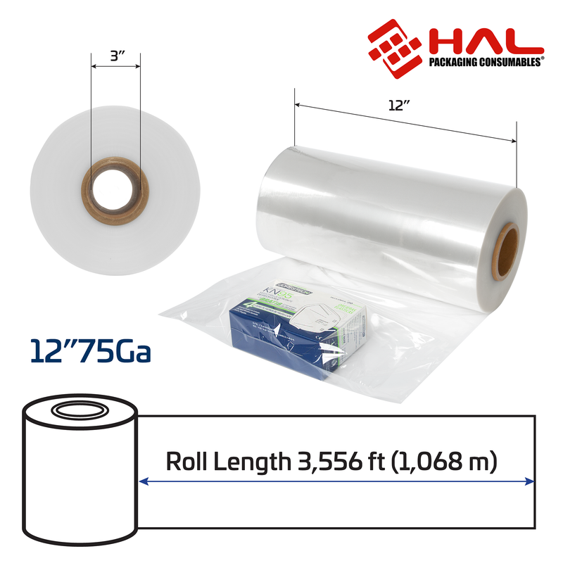 Centerfold POF Shrink Film – 75 Gauge - 12in (305mm)