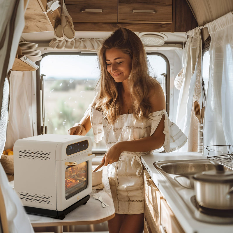 Horno de vapor 8 en 1 Ciarra Nosh con freidora de aire color marfil