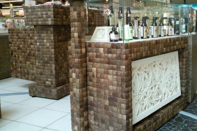 Coconut Shell 2"x2" Mesh-mounted Mosaic Wall Tile - Livfloors Collection