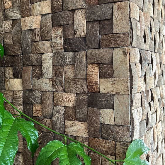 Coconut Shell Basketweave Mesh-mounted Mosaic Wall Tile - Livfloors Collection