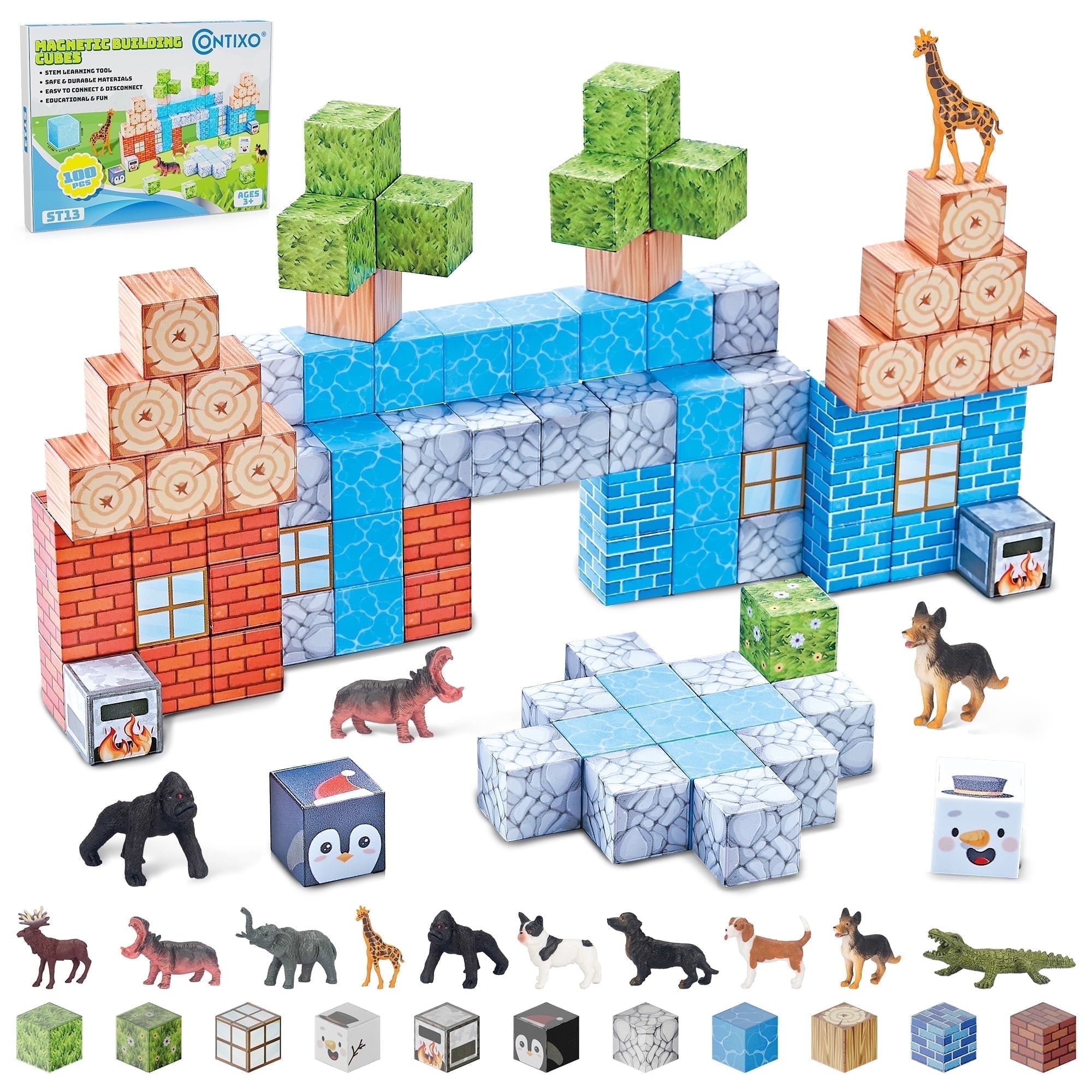 Contixo ST13 100pc Magnetic Blocks with Animals| Wellbots | Free Shipping
