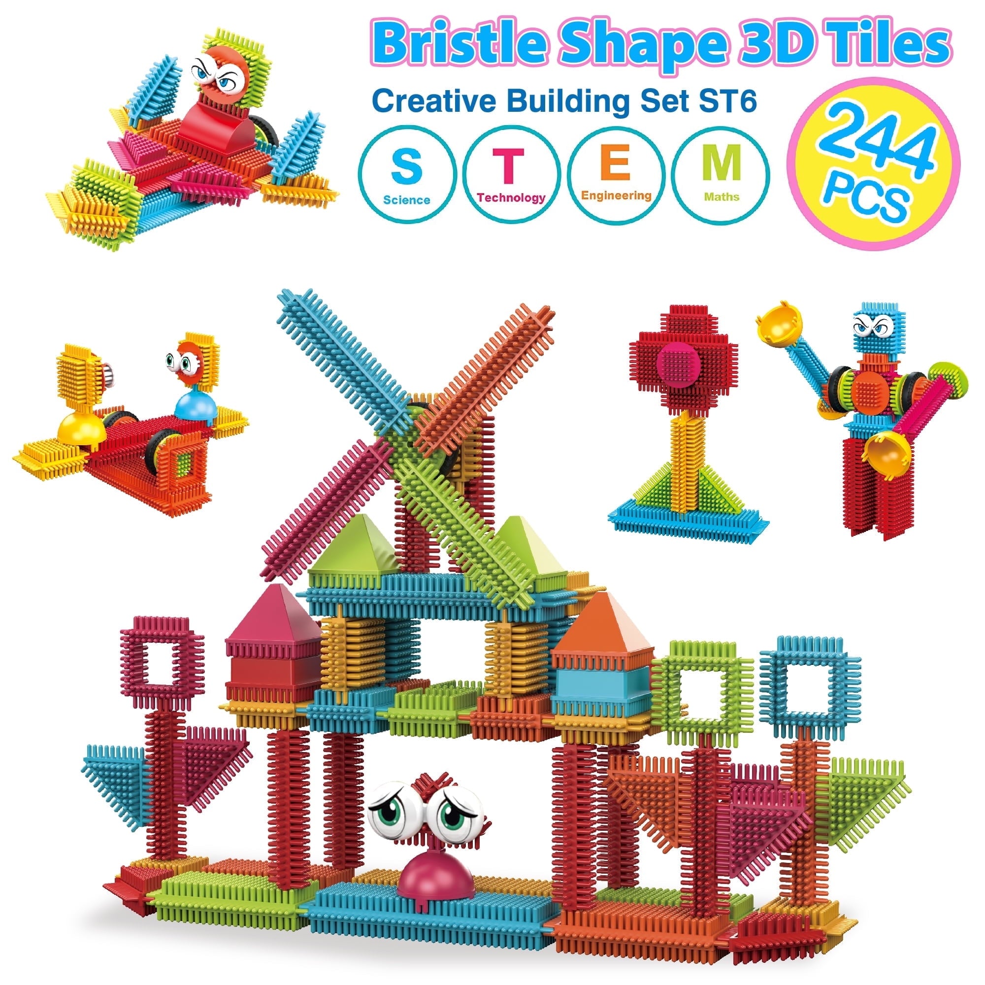 Contixo ST7 244pc Bristle Block Building Set| Wellbots | Free Shipping