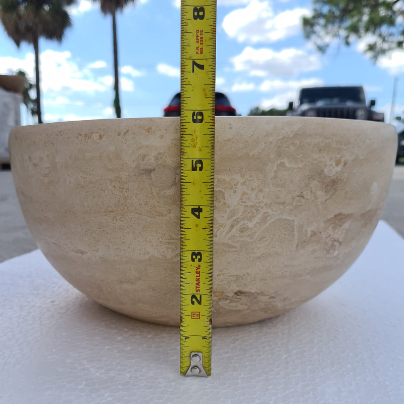 Crema Antiqua Travertine Natural Stone Under-mount Sink Honed and Filled (D)12" (H)6"-Clearance