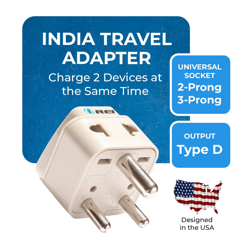 Adaptador de viaje para India y Nepal - 2 en 1 - Tipo D - Diseño compacto (DB-10)