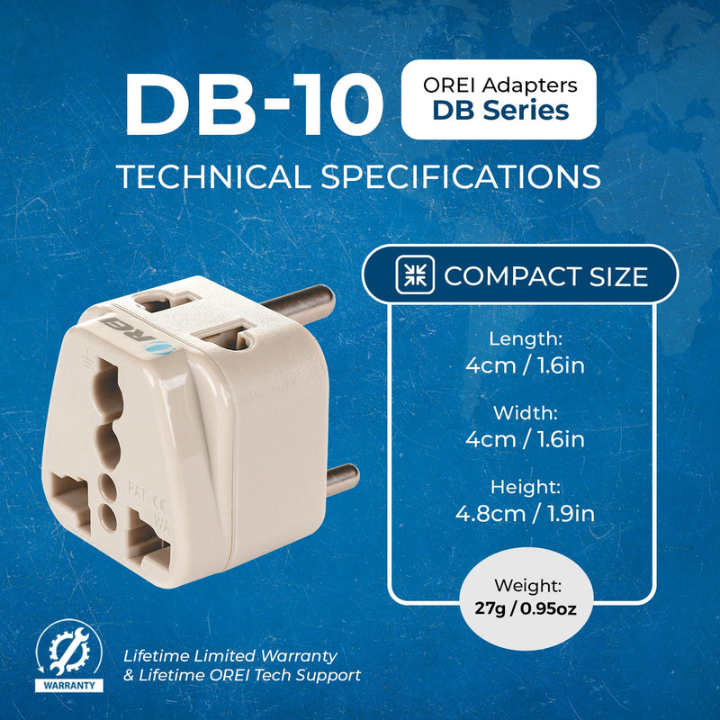 Adaptador de viaje para India y Nepal - 2 en 1 - Tipo D - Diseño compacto (DB-10)
