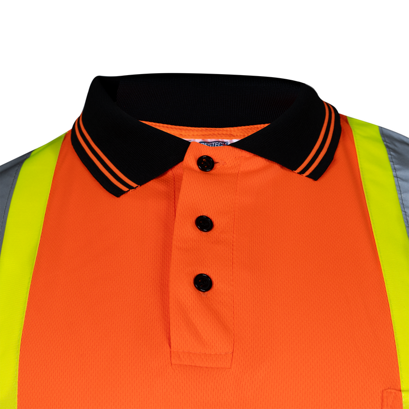 Hi-Vis X-Back Reflective Two-Tone Safety Long Sleeve Polo Shirt