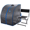 Durasage Health - Sauna infrarroja portátil personal con sillón premium, temporizador de 30 minutos, iones negativos y almohadilla térmica para pies - Gris 