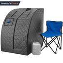 Durasage Health - Sauna de vapor personal ligera Durasage para relajarse en casa, temporizador de 60 minutos, generador de vapor de 800 vatios, silla incluida - Gris