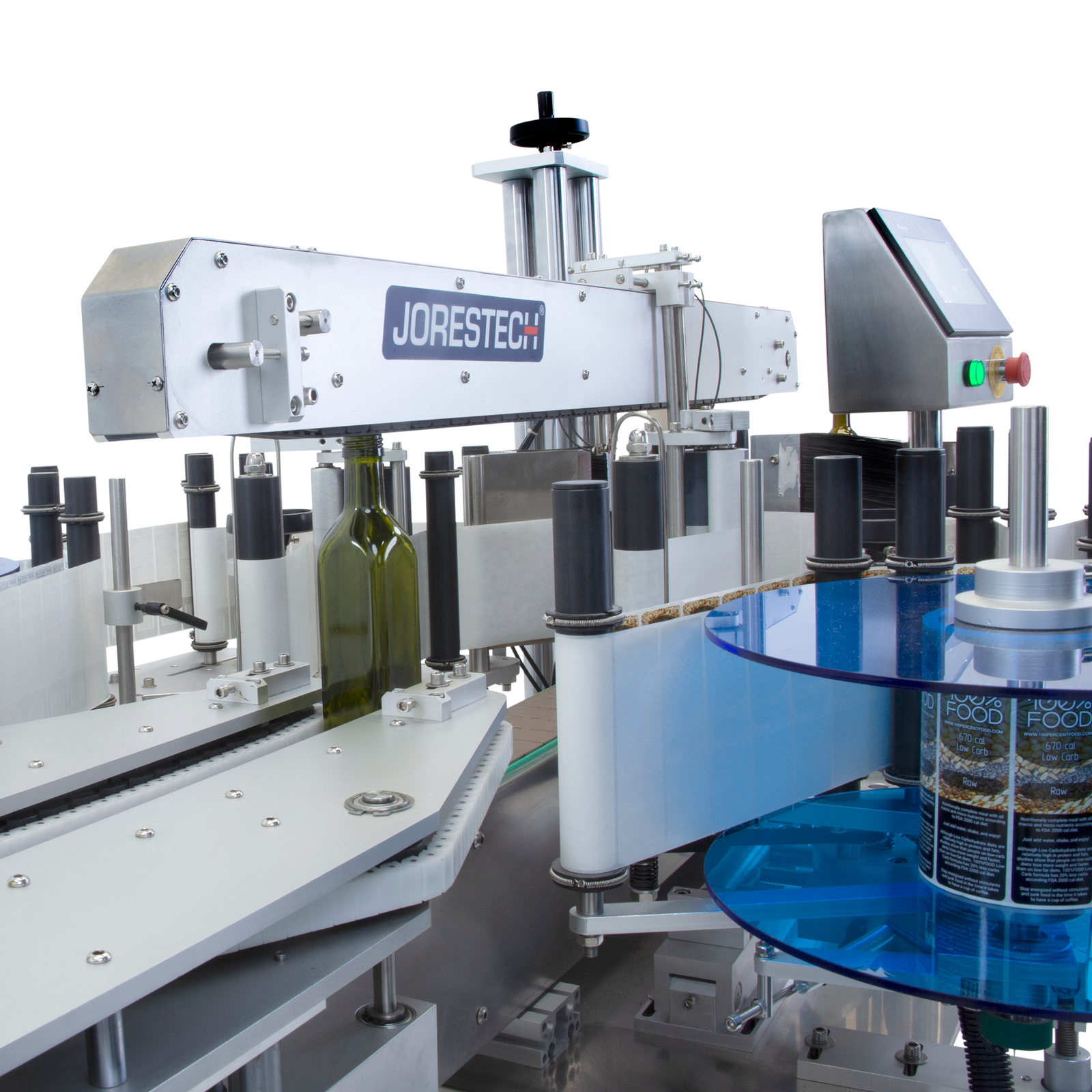Dual Size Label Dual Automatic Label Applicator for Round and Flat Containers