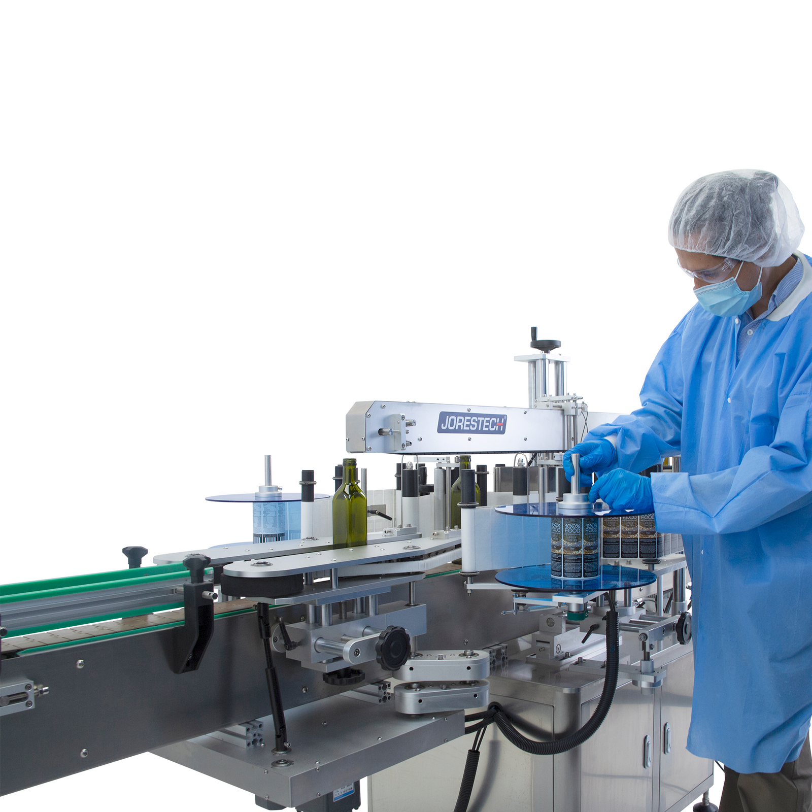 Dual Automatic Label Applicator for Round and Flat Containers