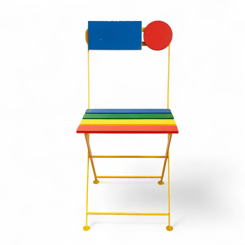 DemarForge Folding Chair 5500 - Colorful- Stackable - European Chestnut Wood Clear Coated Slats (Set of 2)