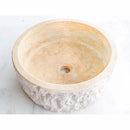 Denizli Beige Travertine Rustic Stone Round Above Vanity Bathroom Sink (D)16" (H)6"