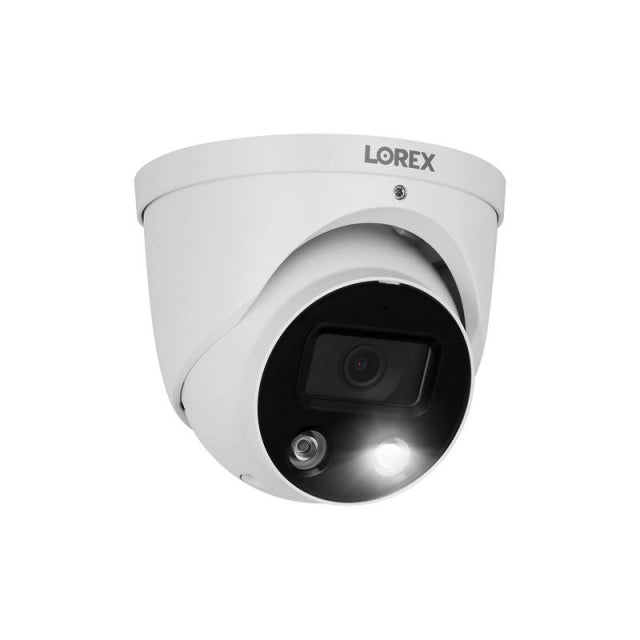 Lorex E893DD-E 4K Ultra HD Wired Analog Indoor/Outdoor Add-on IP Dome Security Camera with Smart Deterrence Plus