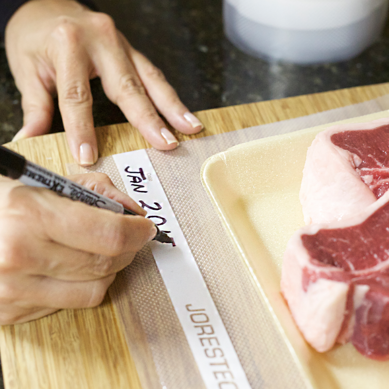 Embossed Vacuum Sealer Roll With Write On Label – 8” X 50’
