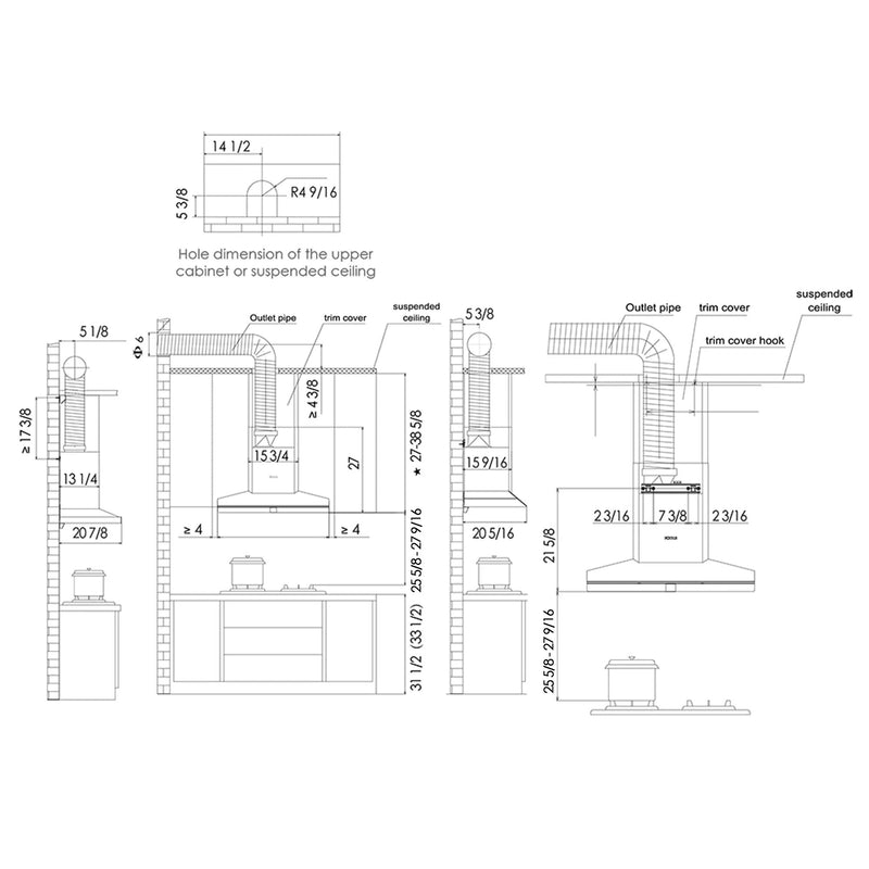 FOTILE - 36" Wall Mount Perimeter Vent Series | EMG9030