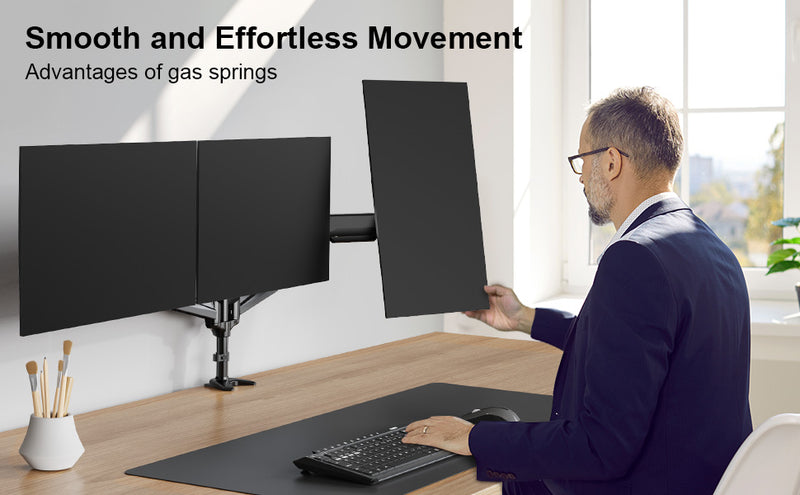 ErgoAV- Gas spring monitor mount for triple monitors