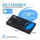 Extensor HDMI OREI HDBaseT 4K 60 Hz con cable LAN Ethernet Cat5e/6 - Hasta 35 m - IR, CEC, RS-232, PoC (EX-115UHD-K) 