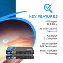 Extensor HDMI OREI HDBaseT 4K 60 Hz con cable LAN Ethernet Cat5e/6 - Hasta 35 m - IR, CEC, RS-232, PoC (EX-115UHD-K) 