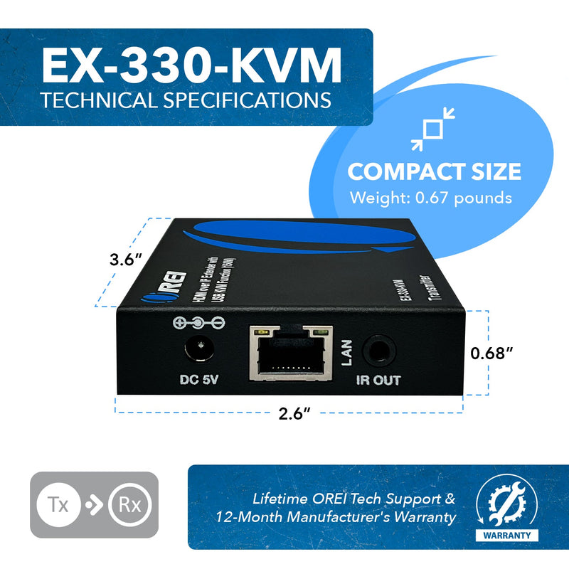 Extensor HDMI sobre CAT6/7 con KVM 1080p a 60 Hz hasta 150 m (EX-330-KVM)